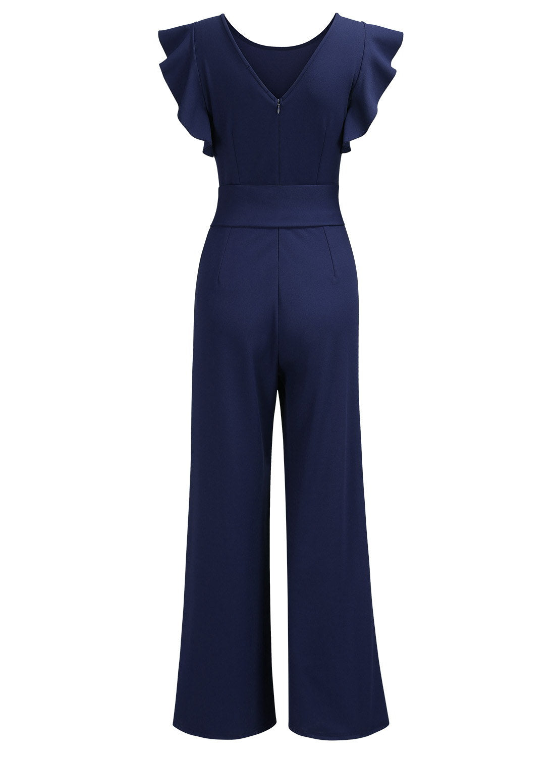 Women Wear Navy Blue Jumpsuits for Prom Formal Occasion New Style Ruffles  Neckline Long Sleeves Pant Suits Evening Party Gowns - AliExpress