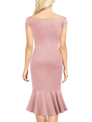Knitee Women's Sequin Glitter Cocktail Dress - V Neck, Ruffle Slit, Evening Party Night Out Dress
